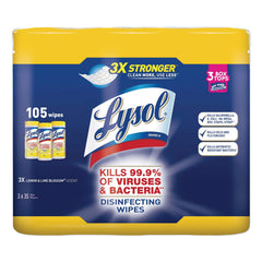 LYSOL 82159 Disinfecting Wipes 7 x 8 Lemon and Lime Blossom 35/Canister 3/Pack