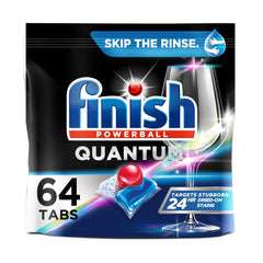 FINISH Quantum Powerball Dishwasher Pods Dishwasher Detergent Liquid Dishwasher Soap Advanced Clean & Shine 64ct Dishwasher Tablets